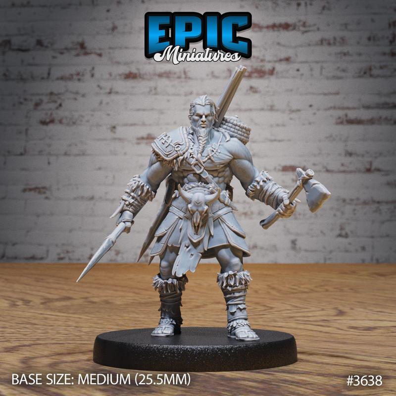 Barbarian Tribe Male Hunting ‧ DnD Miniature ‧ Tabletop Miniatures ‧ Gaming Monster ‧ 3D Model ‧ RPG ‧ DnDminis ‧ STL FILE