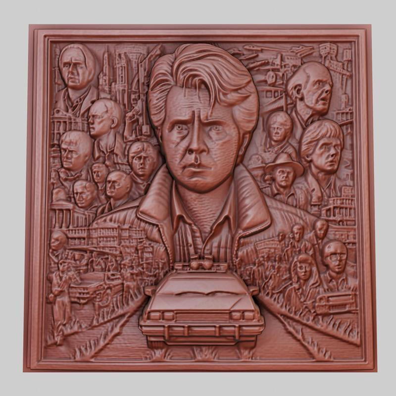 Back to the Future 3d printer relief medallion obj stl