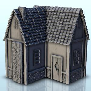 Medieval house with chimney 8 - Medieval Dark Age scenery terrain wargame