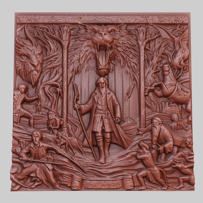 The Chronicles of Narnia 3d printer relief medallion obj stl
