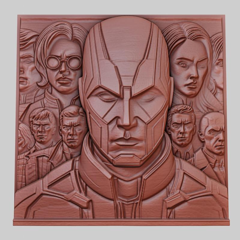 X-Men 3d printer relief medallion obj stl