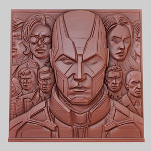 X-Men 3d printer relief medallion obj stl