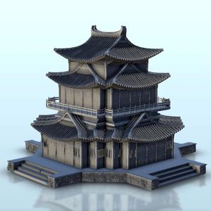 Octagonal two-stories pagoda 17 - Asia Terrain Clash of Katanas Tabletop RPG terrain China Korea WW2