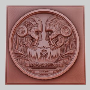 Ex Machina 3d printer relief medallion obj stl