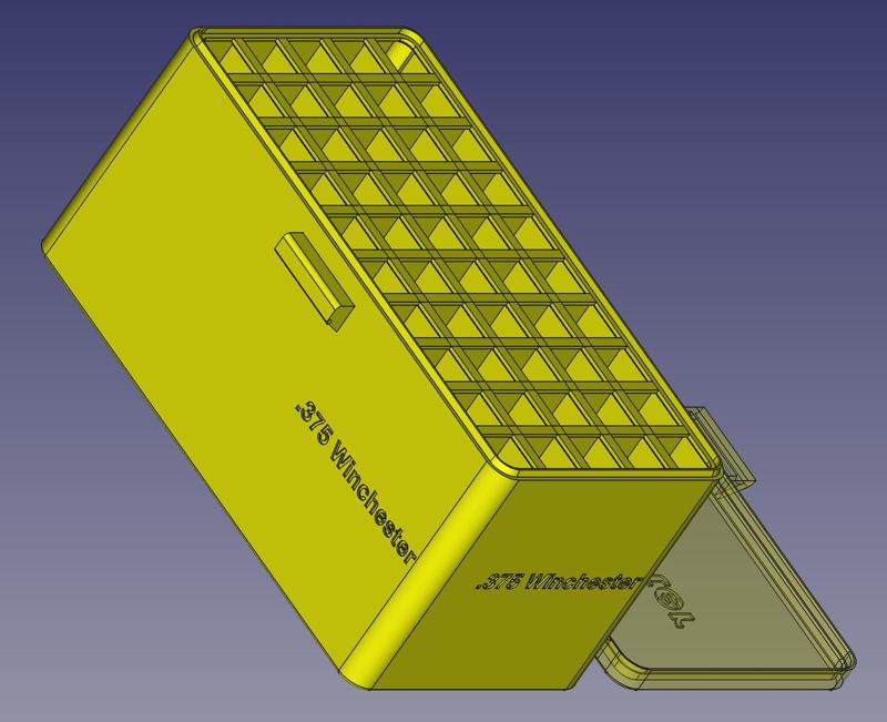 .375 Winchester, Head Up, Snug Snap Latch Modular Ammo Box