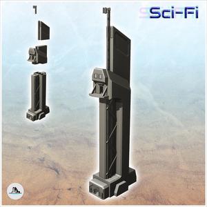 Large futuristic control tower with antenna and high platform (11) - Future Sci-Fi SF Post apocalyptic Tabletop Scifi Wargaming Planetary exploration RPG Terrain