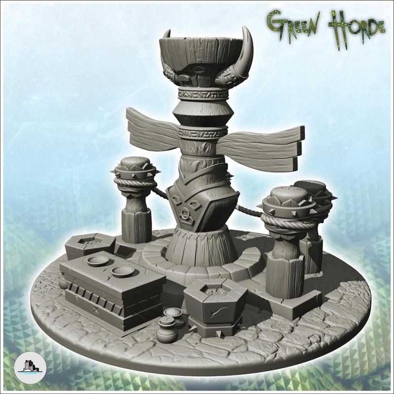 Magic totem of chaos with altar and wooden statue (13) - Ork Green Horde Fantasy Beast Chaos Demon Ogre