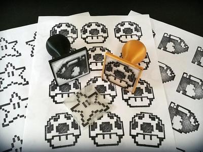 Geeky 8bit Character Rubber Stamps