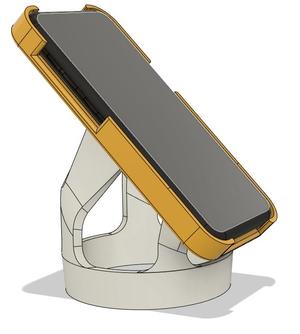 Phone stand with built-in wireless charger, fits in cupholder