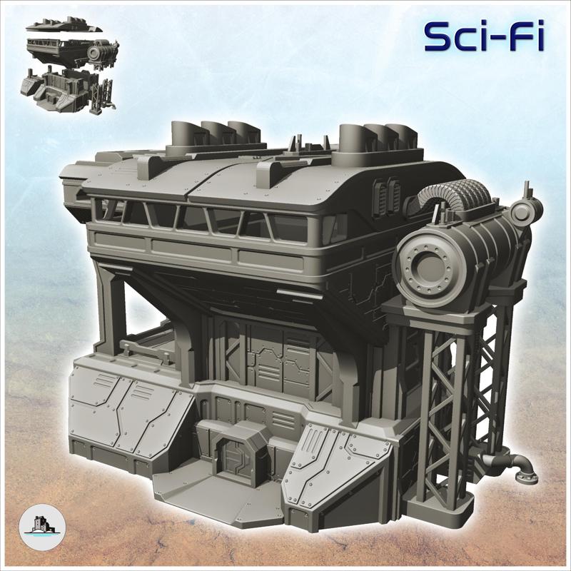 Large Sci-Fi production plant with annex tanks (14) - Future Sci-Fi SF Infinity Terrain Tabletop Scifi