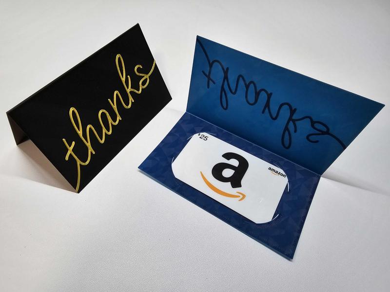 "thanks" Gift Card Holder Folded Card 3"x5" | Thank you card | Greeting card | Appreciation / Tip