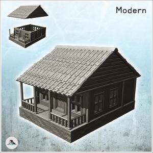 Modern house with platform front terrace and tiled roof - Cold Era Modern Warfare Conflict World War 3 RPG  Post-apo