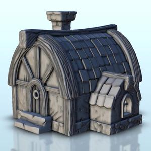 Medieval house with rounded roof and chimney 6 - Medieval scenery terrain wargame
