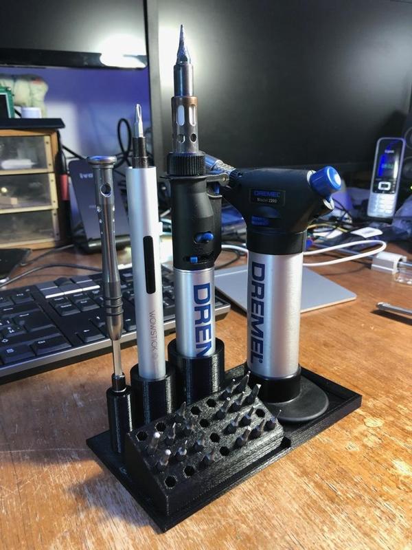 Stand for Xiaomi wowstick, 28 bits, Dremel versatip and versaflame Butan Torsh and iFixIt screwdriver
