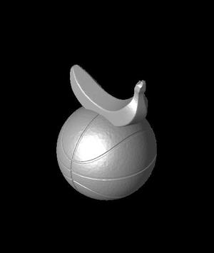 basketball with a banana on top 