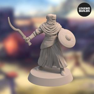 Night s Cult Soldier with Sword and Shield - Pose 1 - Miniature - STL file