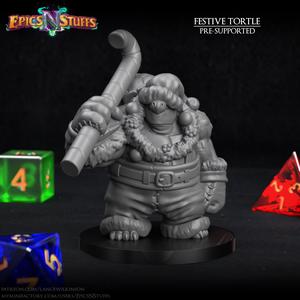 Festive Tortle Miniature - Pre-Supported