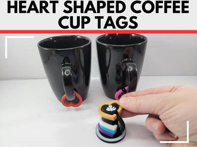 Heart Shaped Coffee Mug Tags with cup stand holder