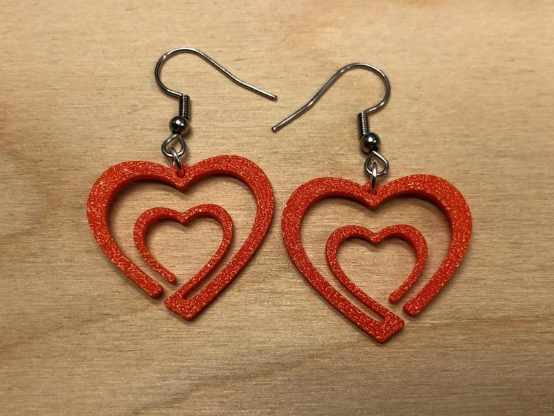 Two hearts Valentines earrings