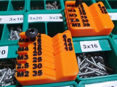 Gridfinity Screw Measure Tool, 1x1 Mini Edition