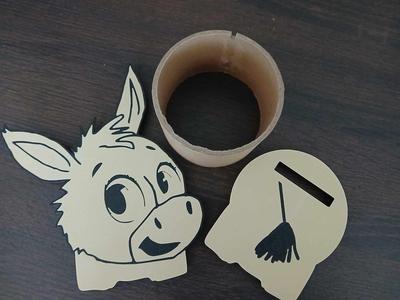 Donkey piggy bank from spool