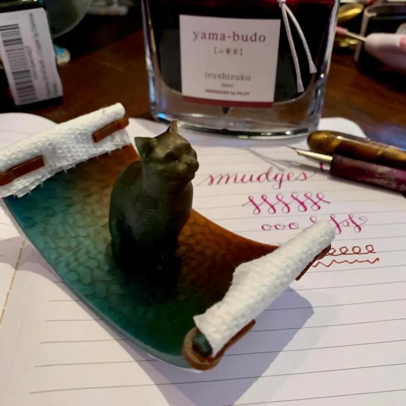 Cat "Flying Carpet" rocker ink blotter   