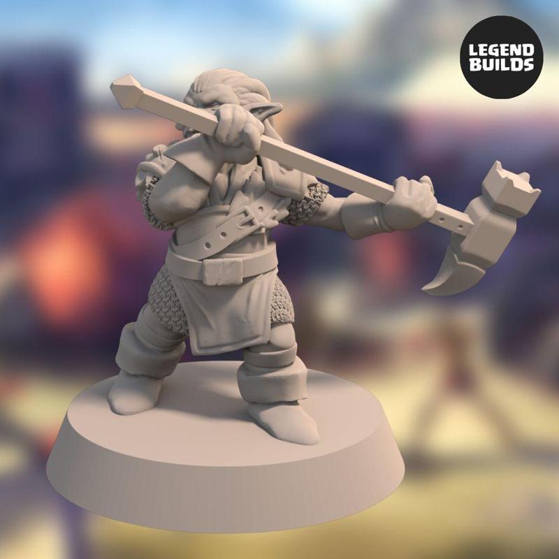Nikta Warrior with a Warhammer - Pose 3 - 3D printable miniature - STL file