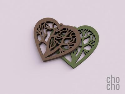 Heart Tree Christmas Earring