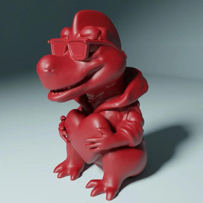 Valentine Day - Cool Dino holding a heart   