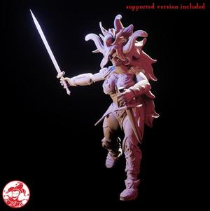 Fire Barbarian Genasi Sword-Devil Medium Miniature version 1 (1 inch/25 mm base, 1.25 inch/32 mm height)