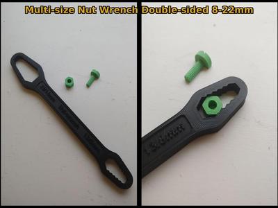 Multi-size Nut wrench: 8 to 22 mm
