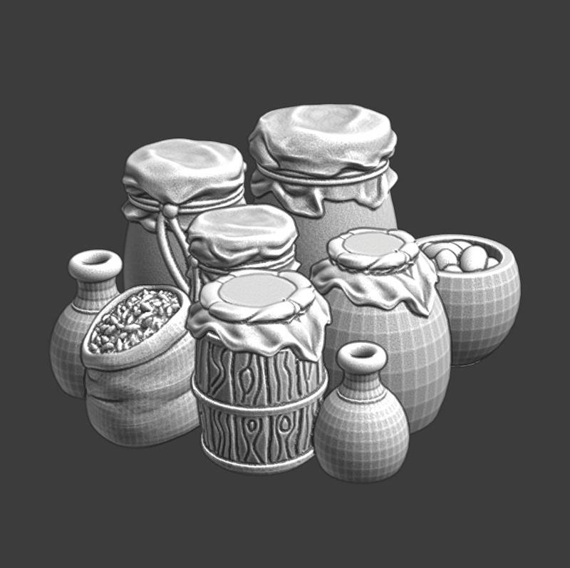 Medieval pile of market goods