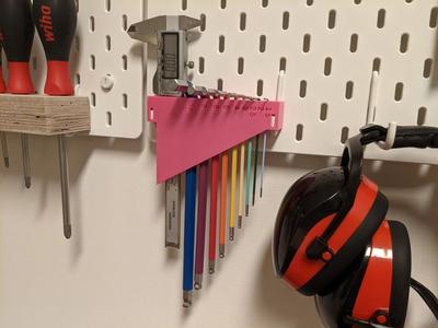 Hex keys and caliper holder for Ikea SKADIS pegboard