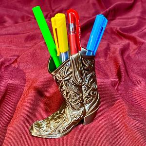 👢🔥 WESTERN COWBOY BOOT PEN HOLDER & MINI VASE / STYLE 4 – Decorative 3D Print