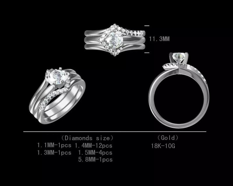 Women Engagement Double Band Rings 3D print model