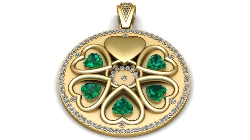 Elegant Heart Clover Medallion Pendant – 3D Printable Jewelry Model