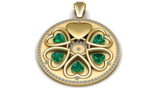Elegant Heart Clover Medallion Pendant – 3D Printable Jewelry Model