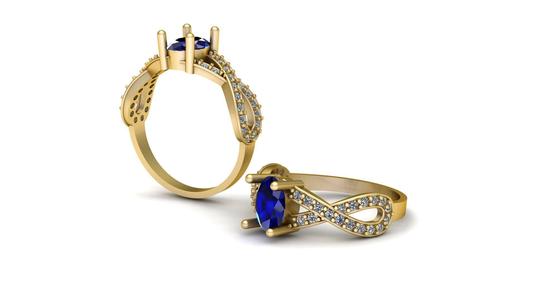 Gold Infinity Ring with Blue Sapphire