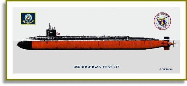 SUBMARINE USS MICHIGAN SSBN 727 - 1/350 High Quality