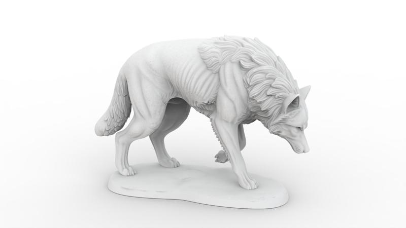 Wolf 3D Sculpture Model Walking Pose Print Model