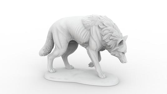 Wolf 3D Sculpture Model Walking Pose Print Model