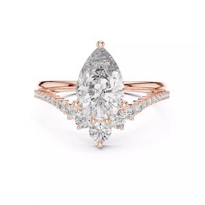 Pear Solitaire Ring 3dm stl renders animation videos details