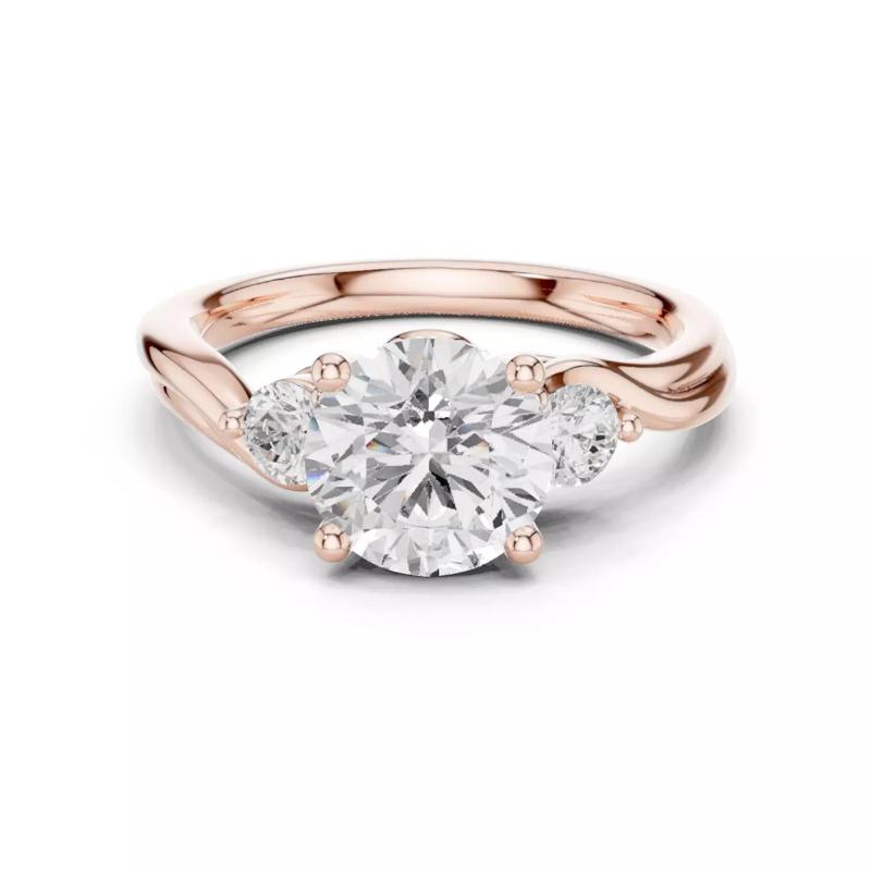 Trio Round Diamond Solitaire Ring 3dm stl renders animation