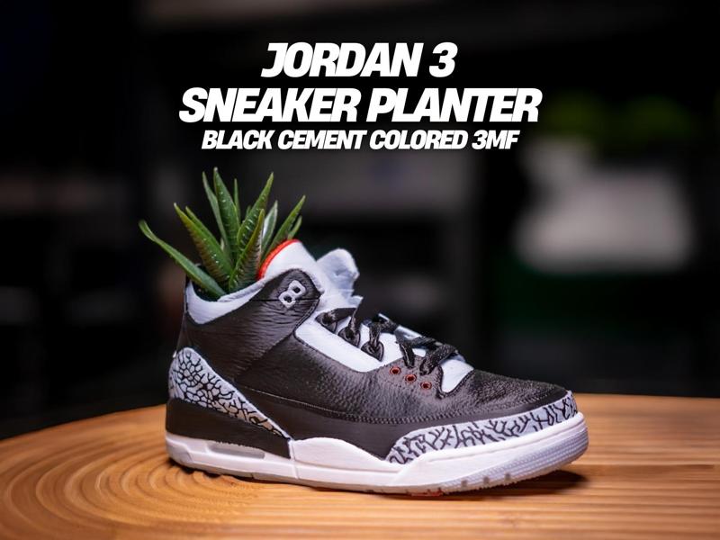 Sneaker Planters - Jordan 3 Black Cement Colorway