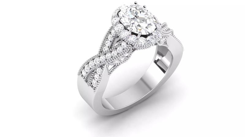 Solitaire Engagement Wedding Ring Oval Bridal Ring