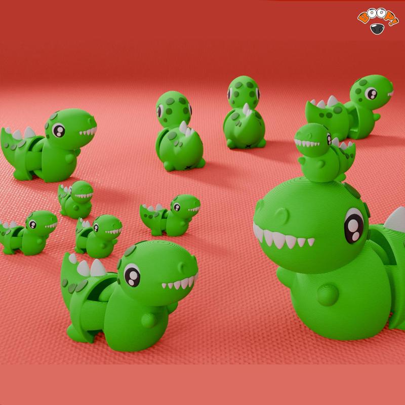 Cute Mini Flexi T-Rex 🦖| Dinosaur Articulated Fidget Toy + Keychain | Print-in-Place | Multicolor 3MF STL Files
