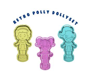 Retro Polly Dolly cookie cutter and stamp set of 3