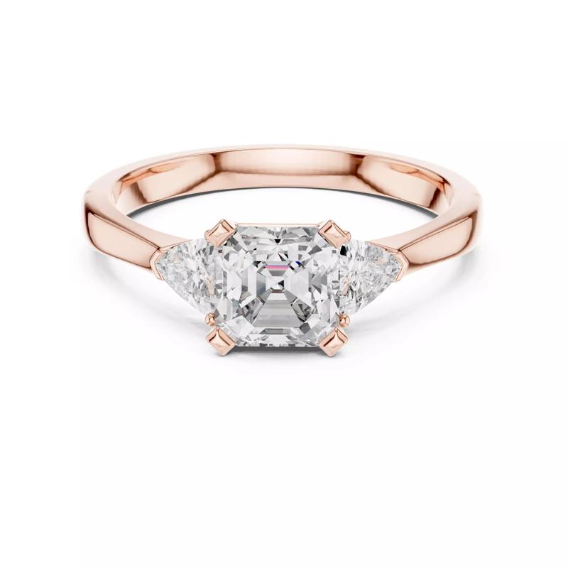 Three Stone Asscher and Trillion Cut Diamond Ring 3DM STL Video