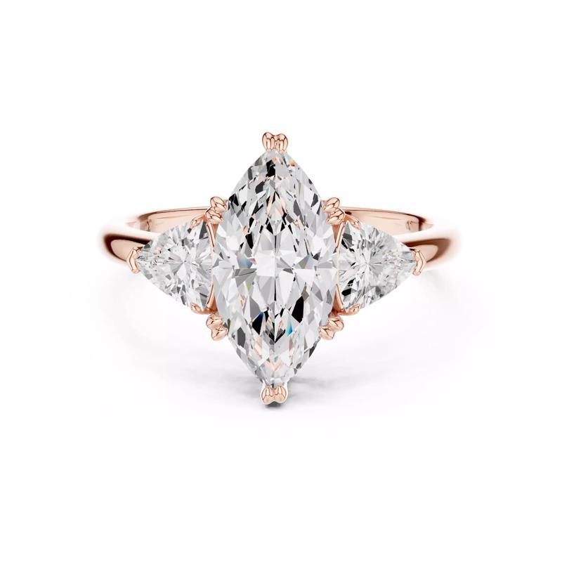 Three Diamond Marquise and Trillion Cut Ring 3DM STL Video