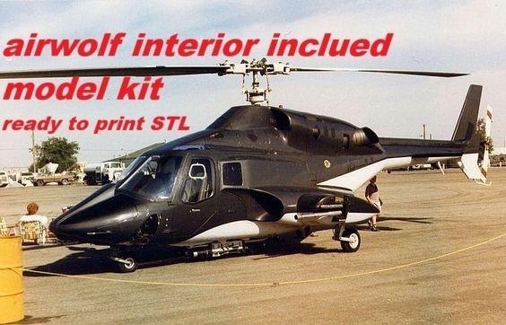 Airwolf supercopter model kit STL interior inclued